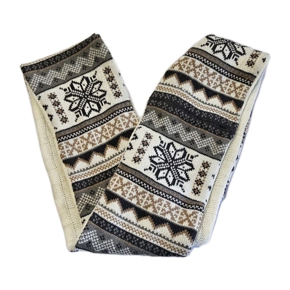 MUK LUKS Women's Ivory Fair Isle Reversible Scarf Infinity Checkered